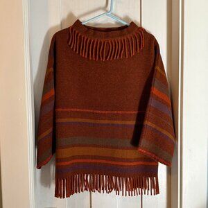 Vintage Norwegian Lapp Lander 100% Wool Pullover Fringed Sweater, Euro Size 40